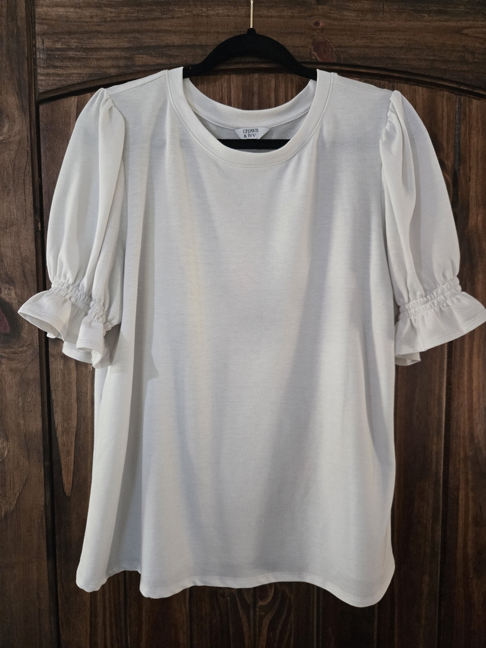 Crown White Puff Sleeve Short-Sleeve Tee